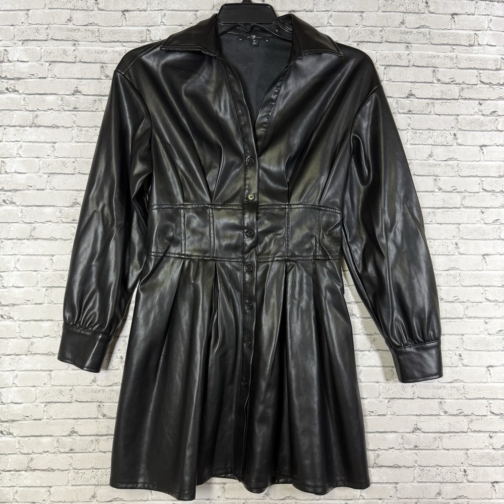 7 For All Mankind Faux Leather Dress Size M Black Vegan Western Cowgirl Festival